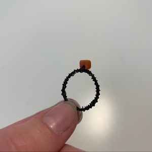 HANDMADE BLACK WIRE STONE RING 8mm